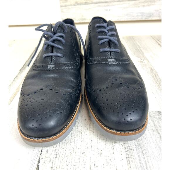 Cole Haan Men’s 10 Black Zerogrand Leather Wingtip Oxford Lace-Up Shoes Loafer - Picture 3 of 10
